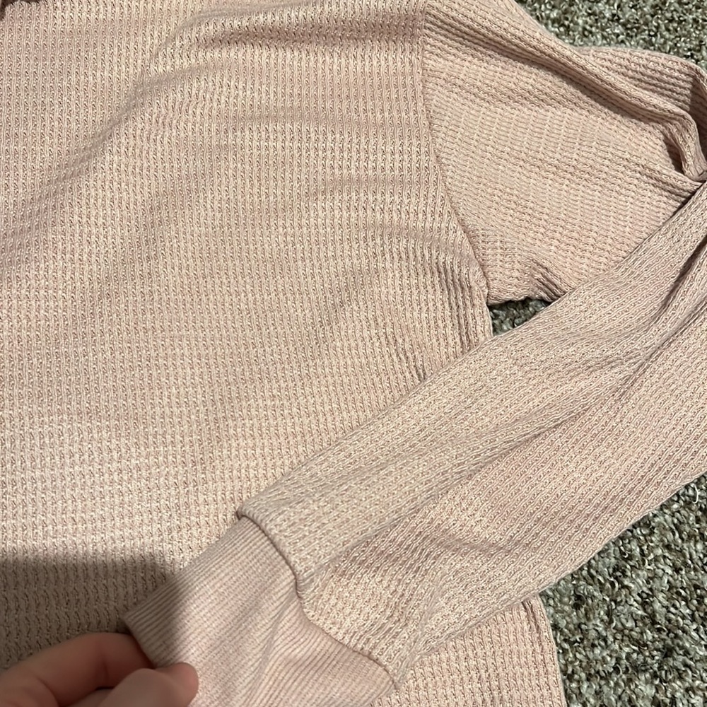 pink waffle cropped hoodie & jogger set